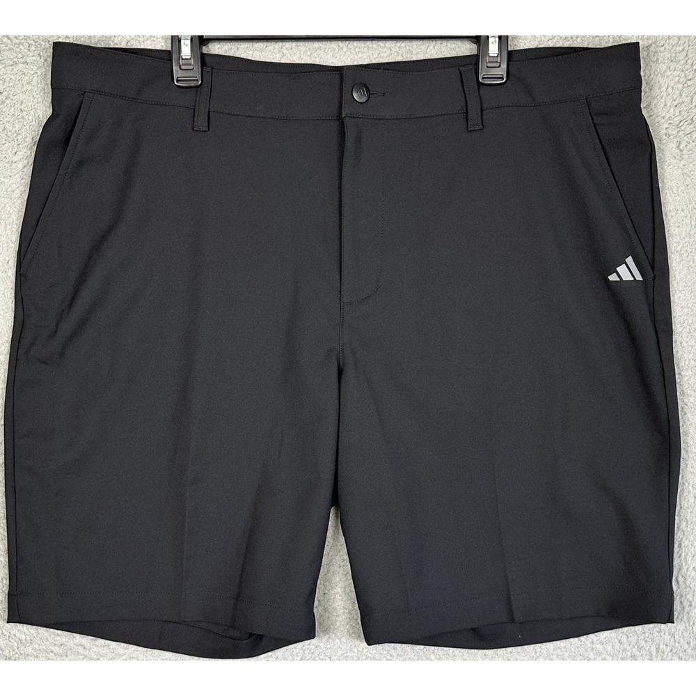 Adidas Golf Shorts Mens 40 Performance Chino Black Flat Front Casual Logo EUC